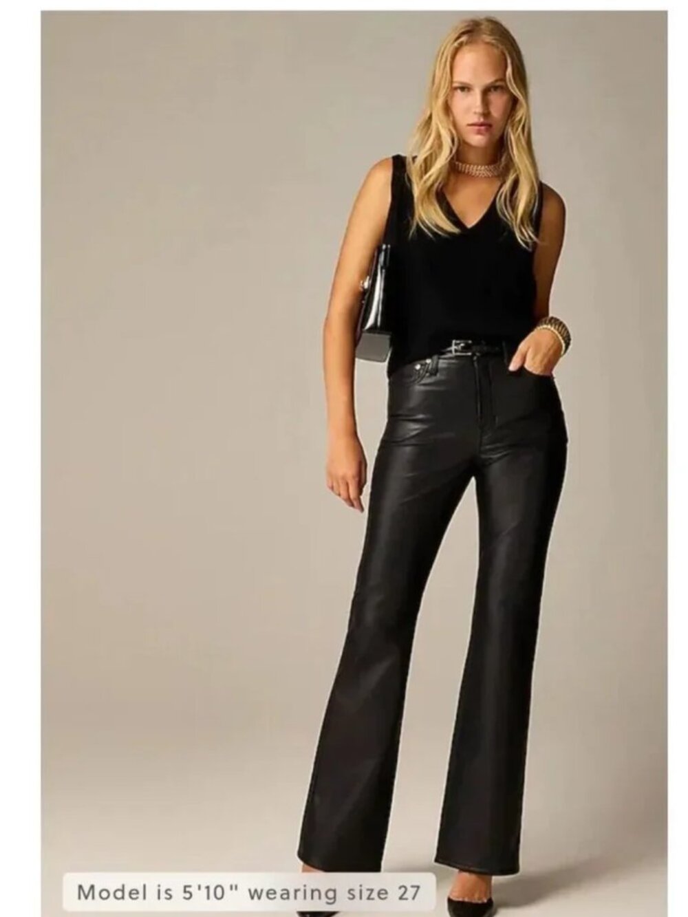 J. CREW High Rise Bootcut Faux Leather Pants in Black Size 31